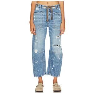 Free People We The Free Moxie Barrel Jeans | Blue | Size 28